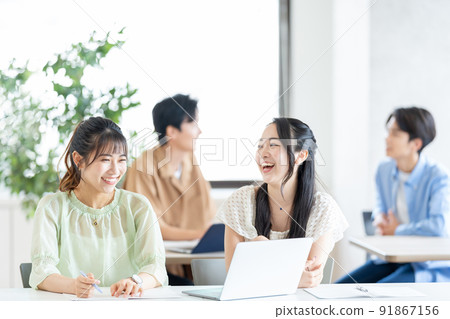 Female college student university classroom 91867156