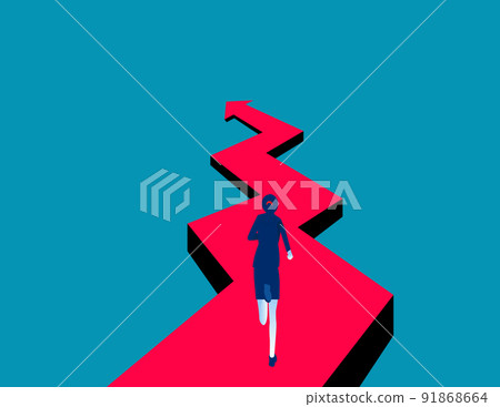 Businessman run upward following the growth arrow. Business career concept Businessman run upward following the growth arrow. Business career concept 91868664