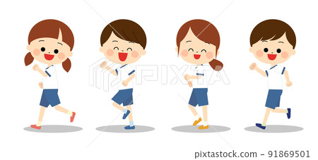 穿著運動服的笑臉孩子 91869501
