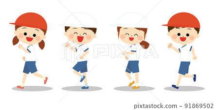 Smiley children wearing gym clothes 91869502