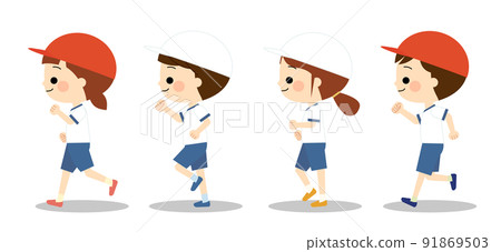Smiley children wearing gym clothes 91869503