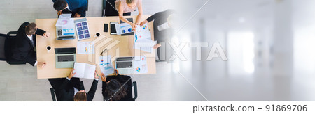 Business people group meeting shot from top widen view 91869706