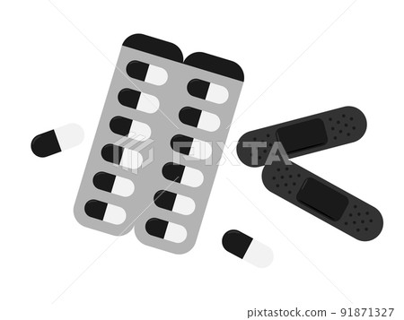 藥物和膠布圖標黑色 91871327