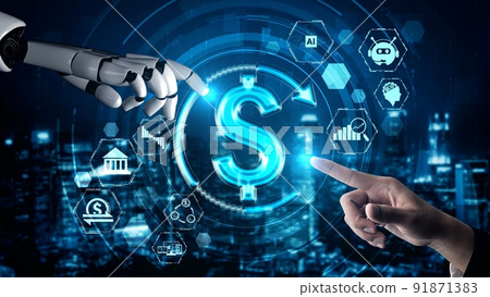 Futuristic robot artificial intelligence enlightening AI technology concept 91871383