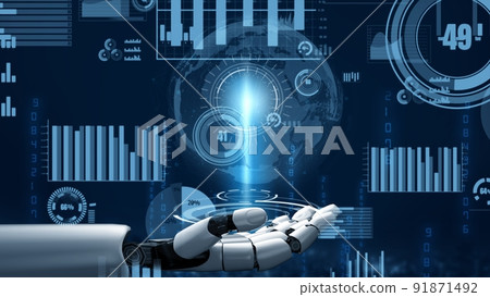Futuristic robot artificial intelligence revolutionary AI technology concept 91871492