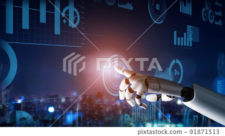 Futuristic robot artificial intelligence revolutionary AI technology concept 91871513