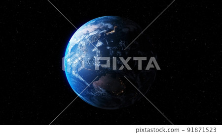 Planet earth with realistic geography surface and orbital 3D cloud atmosphere 91871523
