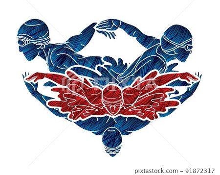 Group of People Swimming Together Swimmer Action Cartoon Sport Graphic Vector Group of People Swimming Together Swimmer Action Cartoon Sport Graphic Vector 91872317