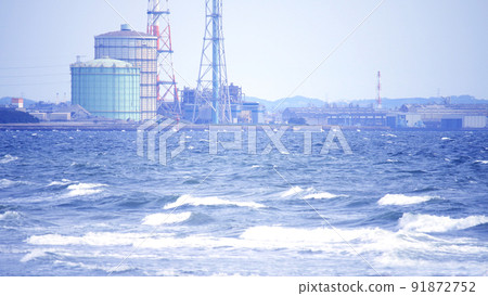 Seaside factory landscape Seaside factory landscape 91872752