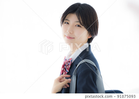 Portrait of a high school girl wearing a new enrollment blazer Portrait of a high school girl wearing a new enrollment blazer 91875093