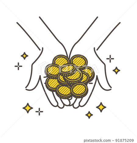 A coin full of both hands. Rich and point redemption concept [Vector illustration material] 91875209