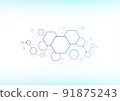 Hexagon atomic molecule in multicolor technology background 91875243