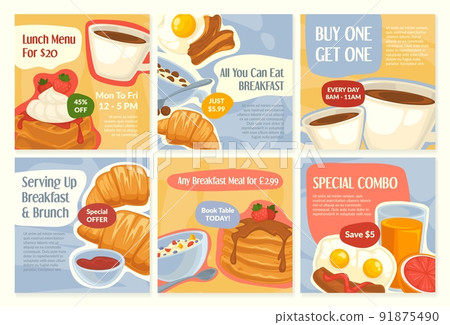 Template network post with breakfast deal set 91875490