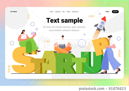 businesspeople team sitting on startup word business people working together teamwork successful new project launching 91876823