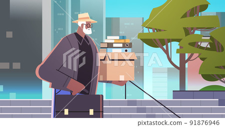 unhappy fired employee or businessman leaving office dismissal unemployment jobless employee job reduction concept unhappy fired employee or businessman leaving office dismissal unemployment jobless employee job reduction concept 91876946