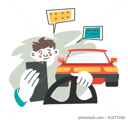 Using phone and talking while driving, accident 91877260