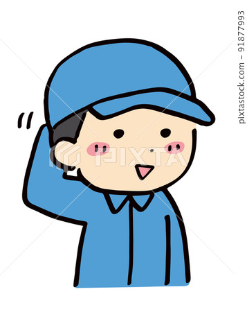 一個穿著害羞工作服的男人 91877993