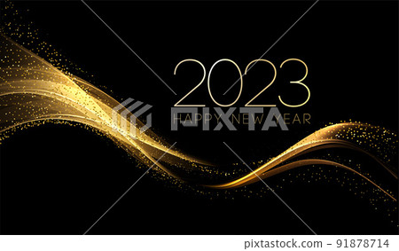 2023 New Year Abstract shiny color gold wave design element 2023 New Year Abstract shiny color gold wave design element 91878714