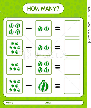 How many counting game with christmas ornament. worksheet for preschool kids, kids activity sheet How many counting game with christmas ornament. worksheet for preschool kids, kids activity sheet 91878976