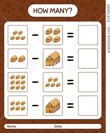How many counting game with gingerbread cookie. worksheet for preschool kids, kids activity sheet How many counting game with gingerbread cookie. worksheet for preschool kids, kids activity sheet 91878989