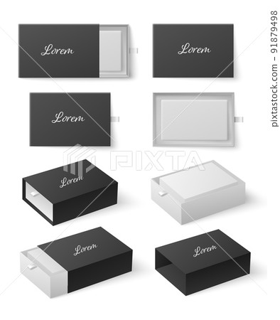 Blank sliding drawer box with puller, realistic vector illustration isolated. Blank sliding drawer box with puller, realistic vector illustration isolated. 91879498