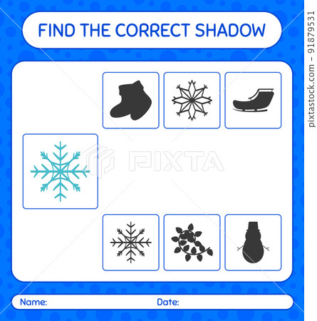 Find the correct shadows game with snowflake. worksheet for preschool kids, kids activity sheet Find the correct shadows game with snowflake. worksheet for preschool kids, kids activity sheet 91879531