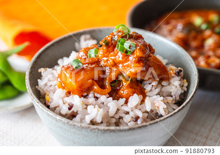 Cheese Dak-galbi on millet rice Cheese Dak-galbi on millet rice 91880793