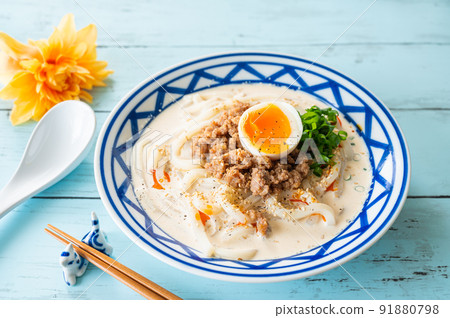 Cold creamy meat miso udon Cold creamy meat miso udon 91880798