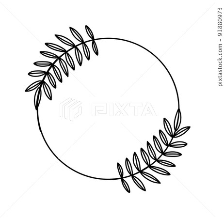 Circle floral wreath. Wedding round botanical frame with leaves. Vector flower decorative laurel. 91880973