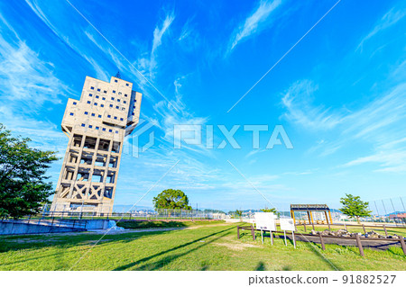 Former Shime Mining Shaft Tower in the early summer morning Shime Town, Fukuoka Prefecture Former Shime Mining Shaft Tower in the early summer morning Shime Town, Fukuoka Prefecture 91882527