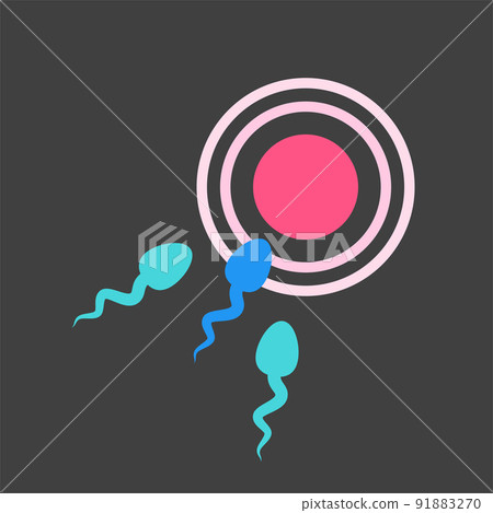 The Sperm is moving toward the Pink Ovum. Isolated Vector Illustration. 91883270