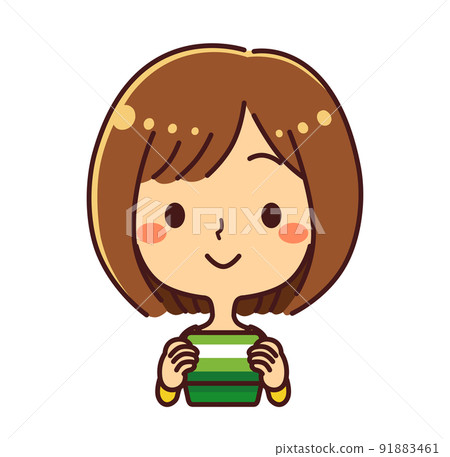 女人看著存摺微笑插圖素材 女人看著存摺微笑插圖素材 91883461