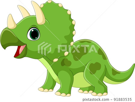Cartoon funny little triceratops on white background Cartoon funny little triceratops on white background 91883535