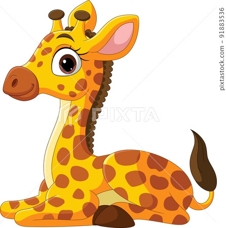 Cartoon funny little giraffe sitting Cartoon funny little giraffe sitting 91883536