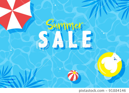 Background illustration of polar bear floating in the pool Background illustration of polar bear floating in the pool 91884146