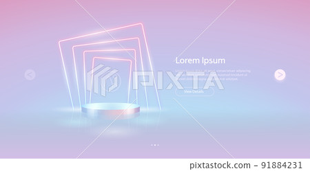 Template with Light Neon Rectangular Frame Template with Light Neon Rectangular Frame 91884231