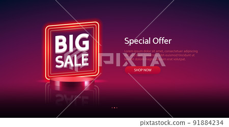 Template with Neon Big Sale Banner Template with Neon Big Sale Banner 91884234