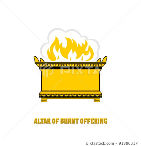 The altar of burnt offering in the tabernacle and temple of Solomon. A ritual object in the rites of the Jewish religion. The altar of burnt offering in the tabernacle and temple of Solomon. A ritual object in the rites of the Jewish religion. 91886317