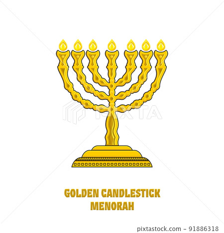Menorah in the tabernacle, the temple of Solomon. Menorah. The ritual lamp of the Jewish religion. Menorah in the tabernacle, the temple of Solomon. Menorah. The ritual lamp of the Jewish religion. 91886318