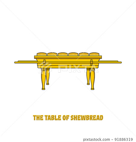 Offer bread table in the tabernacle and temple of Solomon. A ritual object in the rites of the Jewish religion. Offer bread table in the tabernacle and temple of Solomon. A ritual object in the rites of the Jewish religion. 91886319