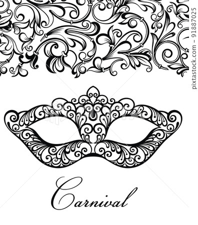 Beautiful mask of lace symbol. Mardi Gras  floral illustration 91887025