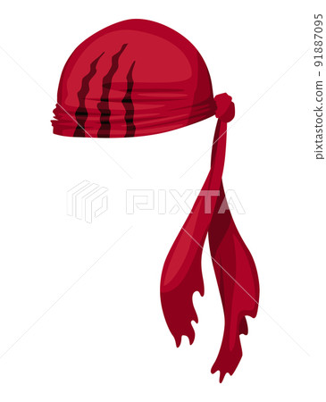 Corsair or pirate hat. Pirate fancy dress, design element. Buccaneer or carnival costume hat. Sea piracy cap fashion, headdress accessory to party with roger 91887095