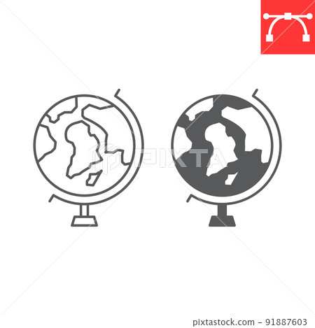 Globe stand line and glyph icon, school and education, globe vector icon, vector graphics, editable stroke outline sign, eps 10. Globe stand line and glyph icon, school and education, globe vector icon, vector graphics, editable stroke outline sign, eps 10. 91887603