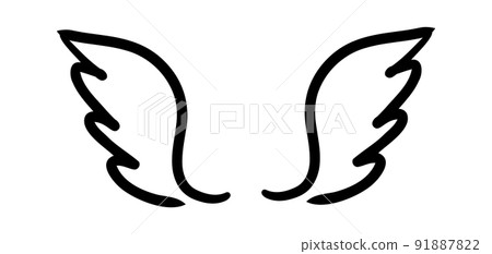 Wings birds and angel. Cartoon doodle bird tattoo wing icon. Feather sketch handdrawn collection Wings birds and angel. Cartoon doodle bird tattoo wing icon. Feather sketch handdrawn collection 91887822
