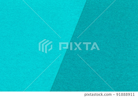Texture of craft cerulean and turquoise paper background, half two colors. Structure of vintage kraft cyan cardboard 91888911