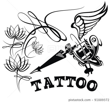 Tattoo studio logo template. Styled vector emblems 91889372