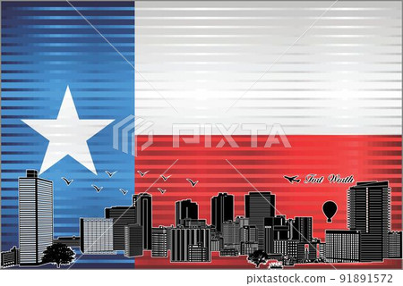 Fort Worth city skyline with flag of Texas on background Fort Worth city skyline with flag of Texas on background 91891572