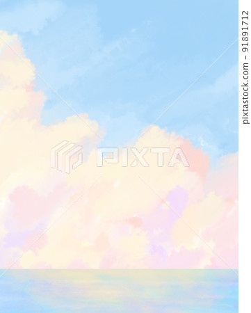 海和積雨雲的背景插圖 海和積雨雲的背景插圖 91891712