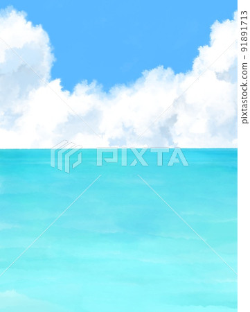 Background illustration of the sea and cumulonimbus Background illustration of the sea and cumulonimbus 91891713