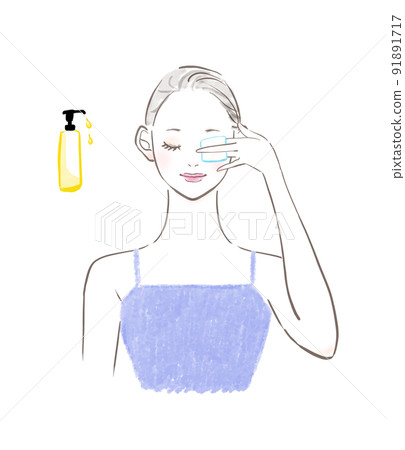 Illustration of a woman removing makeup Illustration of a woman removing makeup 91891717